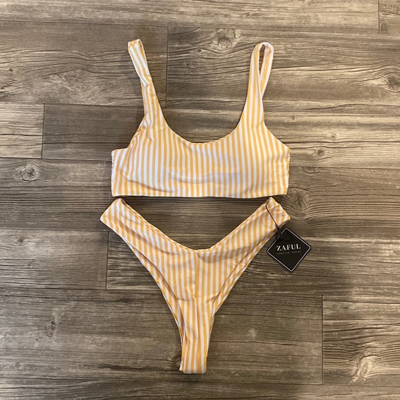 Zaful Other - Zaful NWT yellow stripped thong bikini